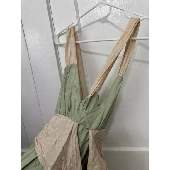 Ruth Crinkle Silk Colorblock Maxi Dress - Size 4 - Picture 4 of 10